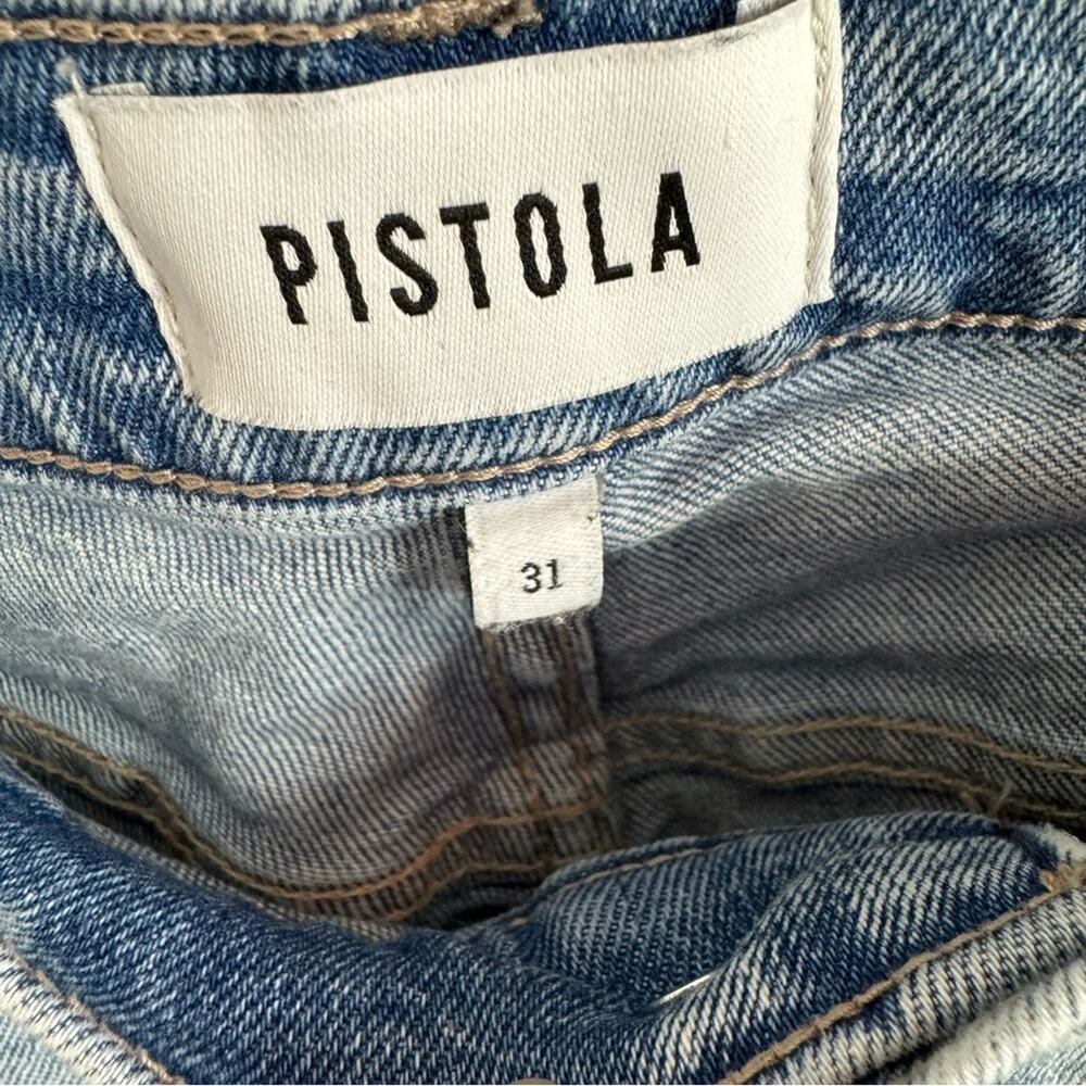 Pistola Light Wash Raw Hem Distressed Cropped Straight Leg Jeans Size 31 - Picture 6 of 9